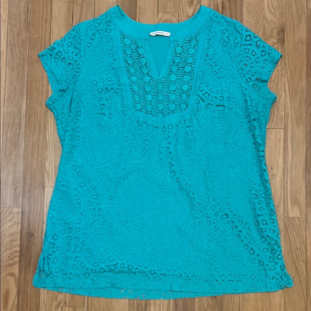Isaac Mizrahi Live! Women’s Teal Crochet Tunic 1X